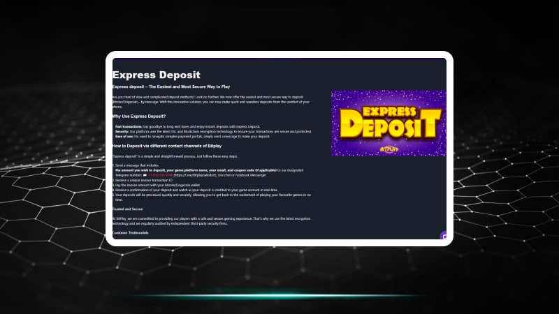 Bitplay deposit and withdrawals